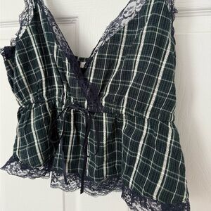 american eagle cropped lace tank plaid